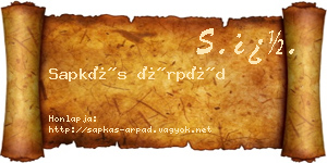 Sapkás Árpád névjegykártya