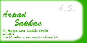 arpad sapkas business card